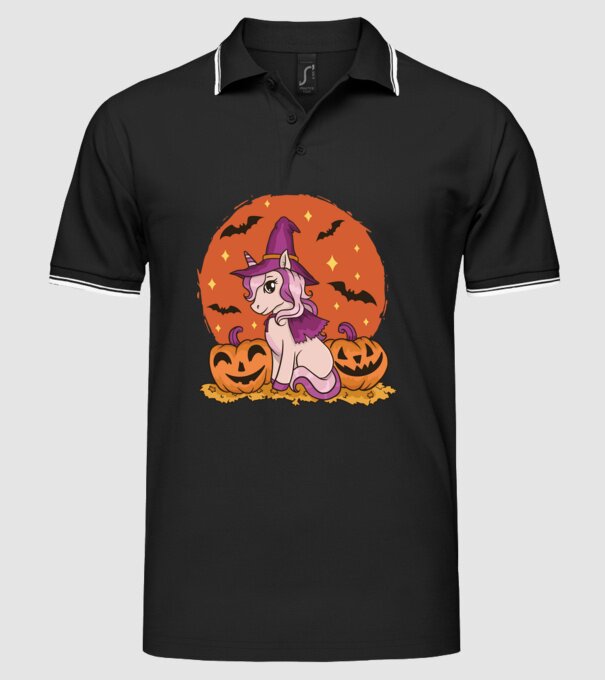 Unicorn Halloween model negru pe tricou