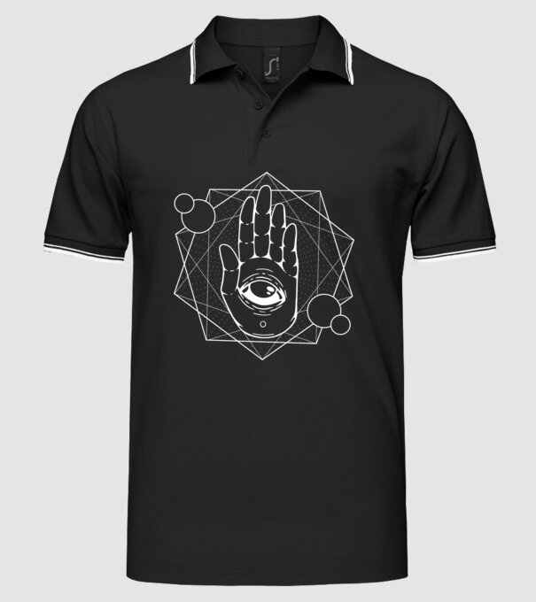 Mână Hamsa - Mâna lui Dumnezeu model negru pe tricou