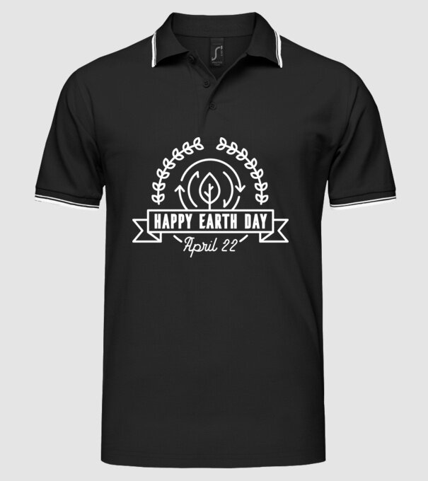 Happy Earth Day - Ziua Pământului model negru pe tricou