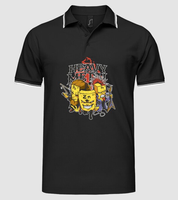 Elemente Heavy Metal model negru pe tricou