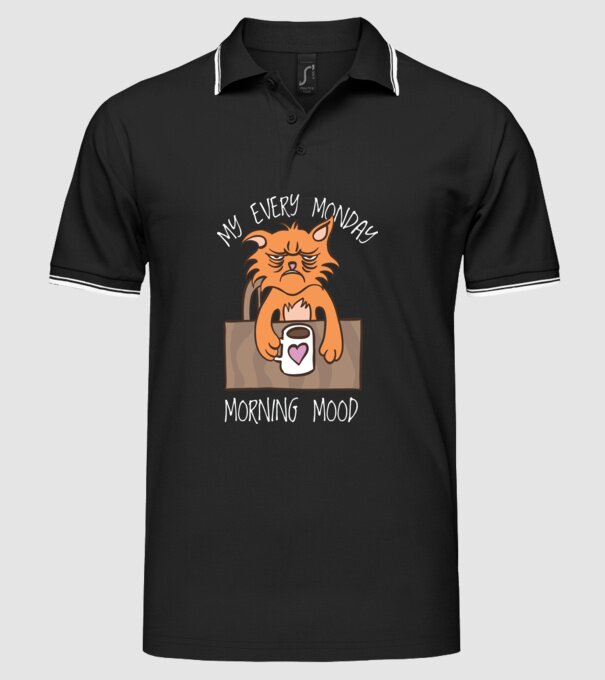 Starea mea de spirit de luni model negru pe tricou