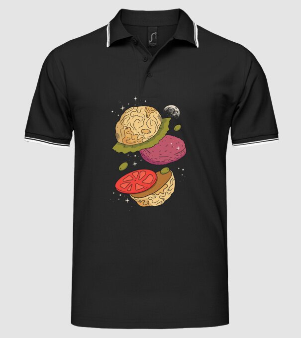 Burger lună model negru pe tricou
