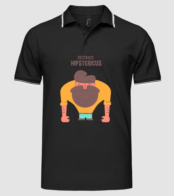 Homo Hipstericus model negru pe tricou
