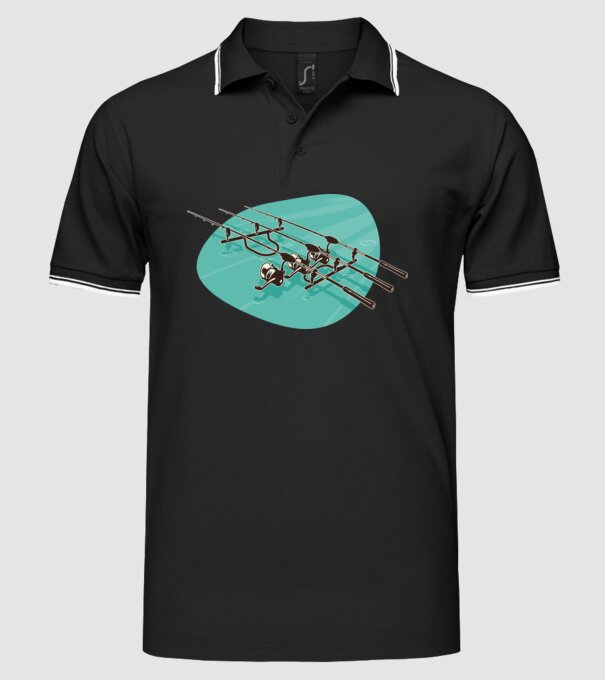 Undițe de pescuit model negru pe tricou