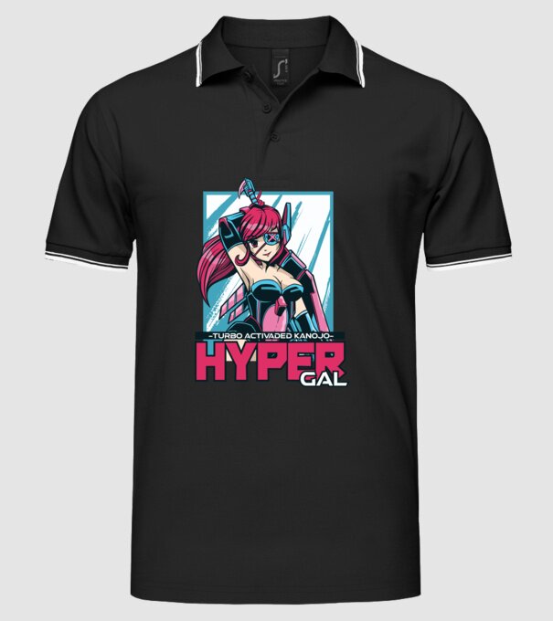Hyper Gal - Fată Anime model negru pe tricou