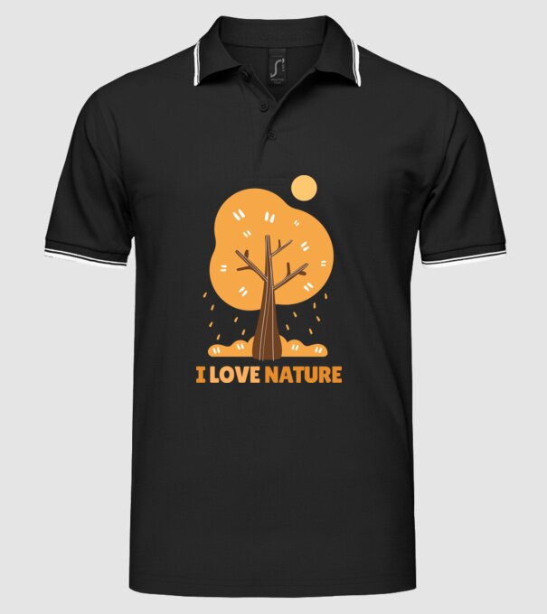 I Love Nature model negru pe tricou