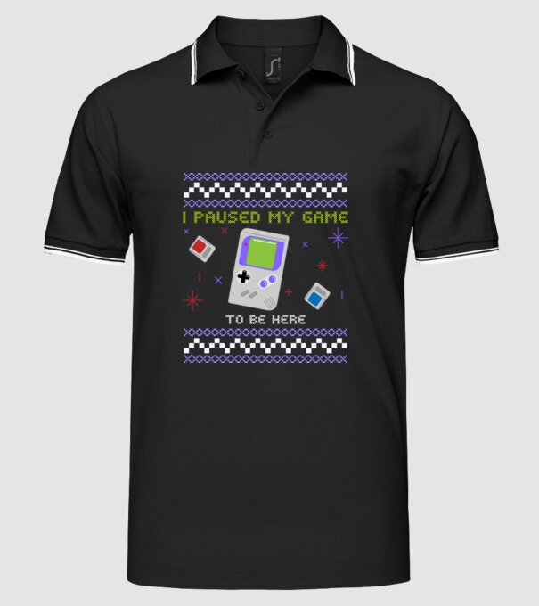 I paused my game to be here - Gamer pulovăr urât model negru pe tricou