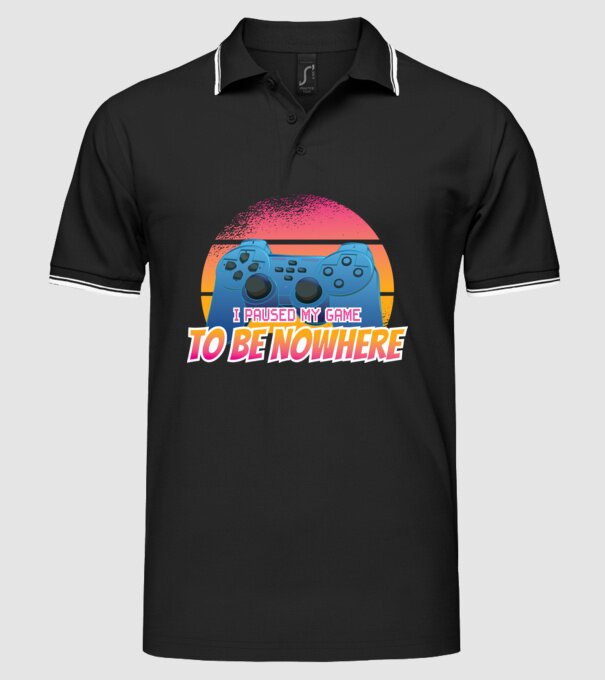 I paused my game to be nowhere model negru pe tricou