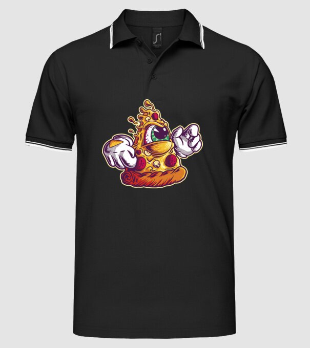 Pizza Illuminati model negru pe tricou