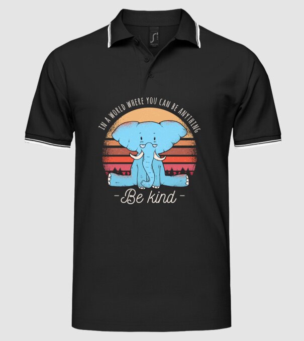 In a world where you can be anything be kind tricou elefant model negru pe tricou