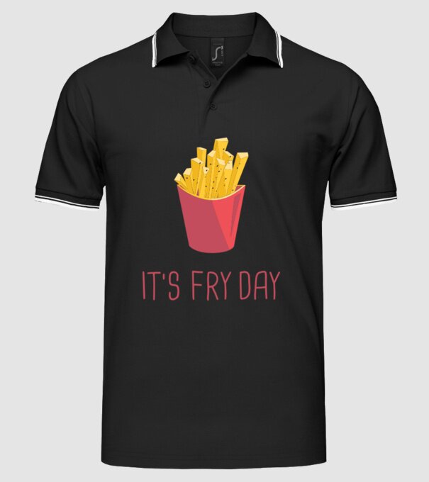'It''s Fry Day' model negru pe tricou