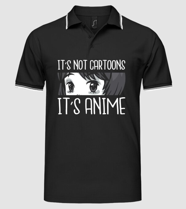 'It''s not cartoons it''s anime' model negru pe tricou