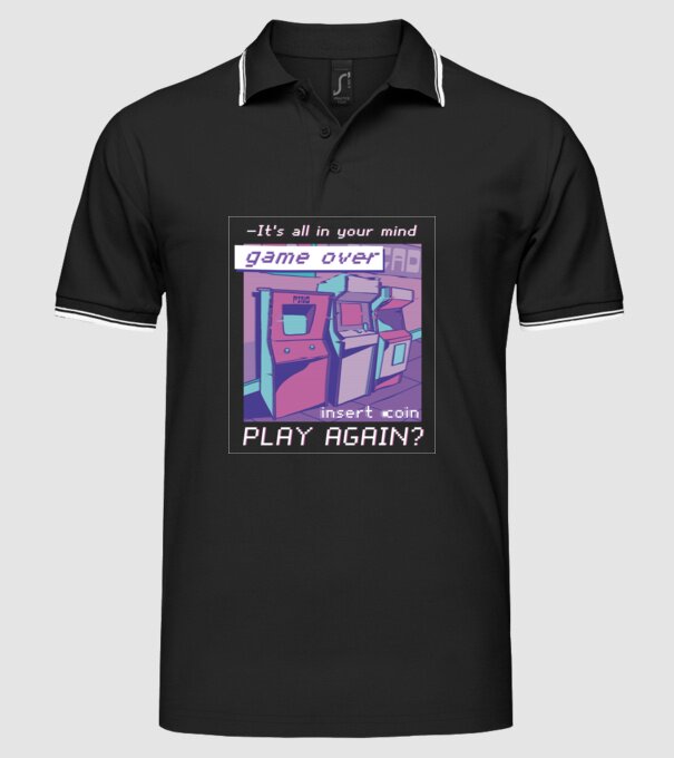 Sala de jocuri Retro Arcade model negru pe tricou