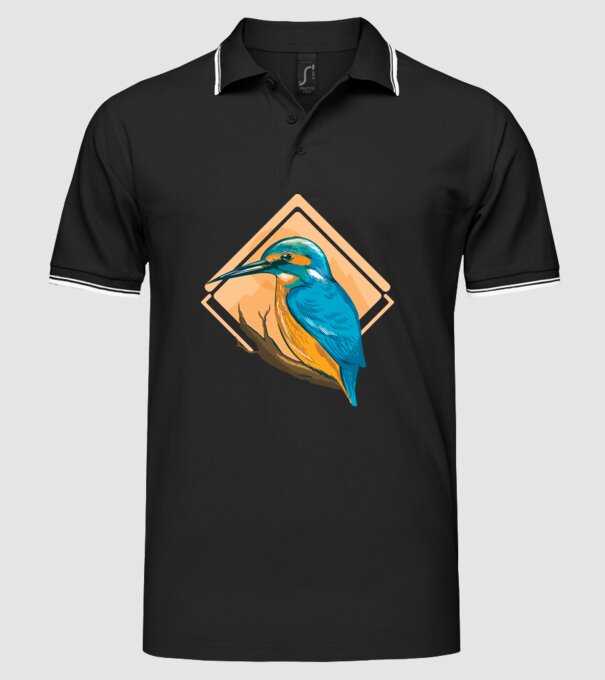Pescăruș albastru model negru pe tricou