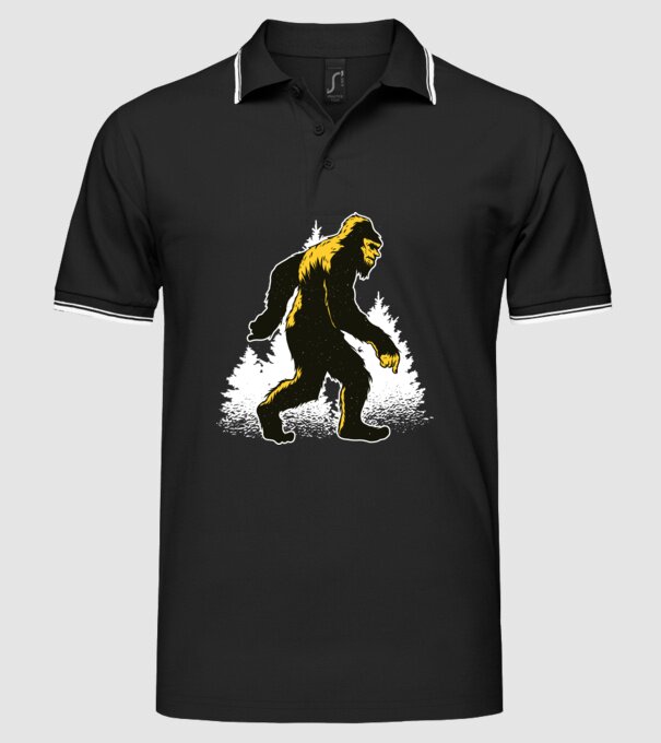 Yeti în pădure model negru pe tricou