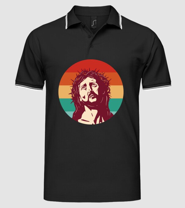 Iisus Hristos Retro model negru pe tricou
