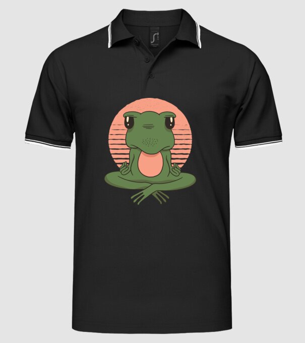 Yoga Broască model negru pe tricou