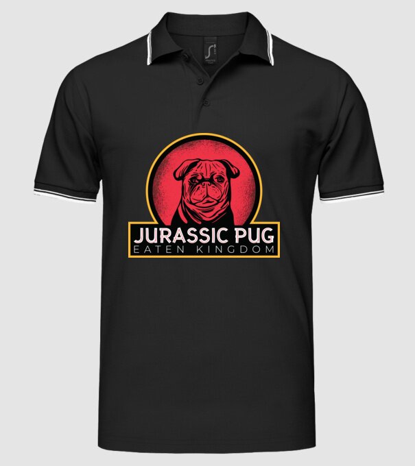 Jurassic Pug Tricou cu mops model negru pe tricou