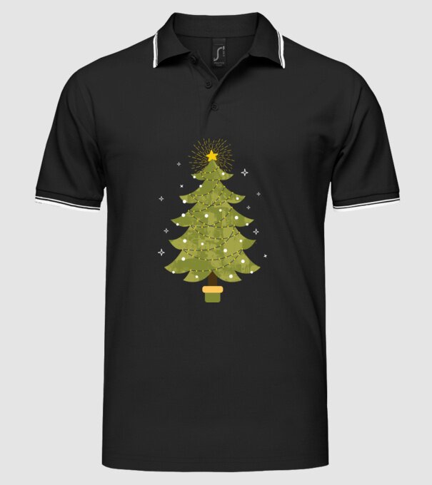 Pom de Crăciun model negru pe tricou