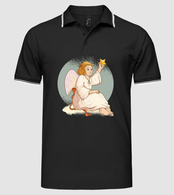 Înger de Crăciun model negru pe tricou
