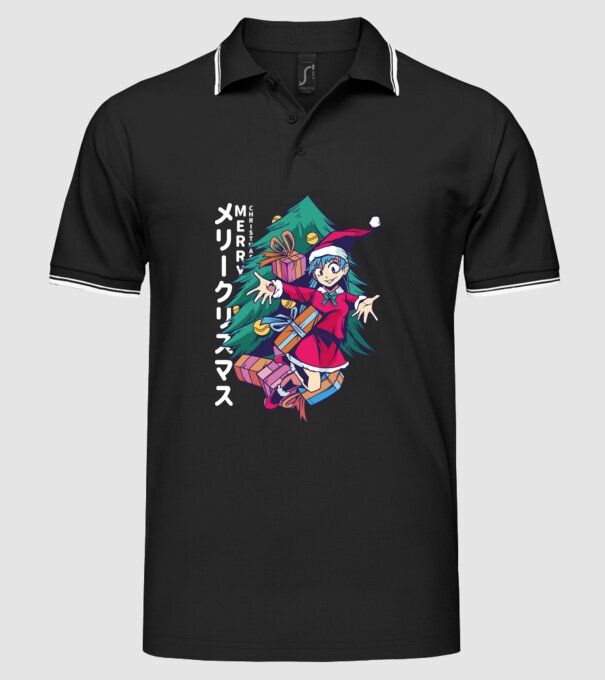 Anime Crăciun model negru pe tricou