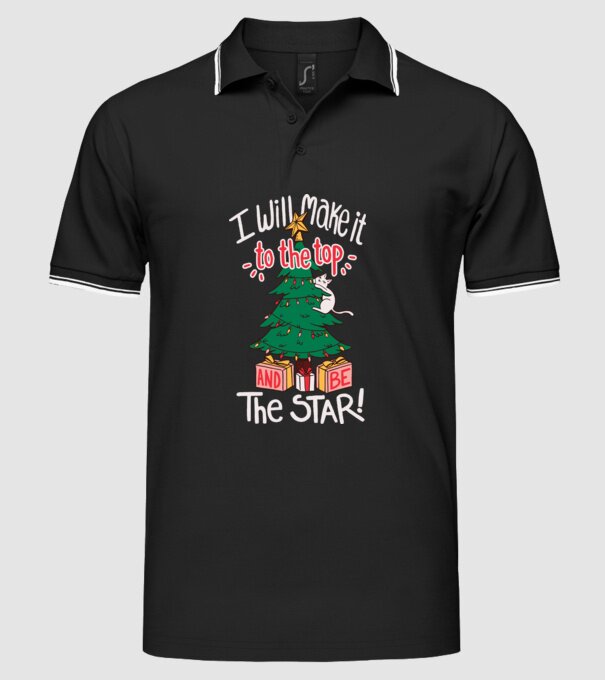 Pisică de Crăciun model negru pe tricou