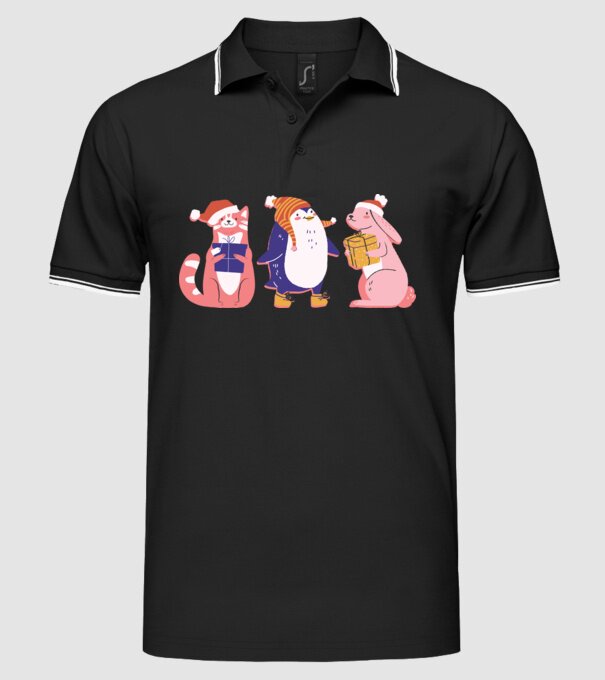 Animale drăguțe de Crăciun model negru pe tricou