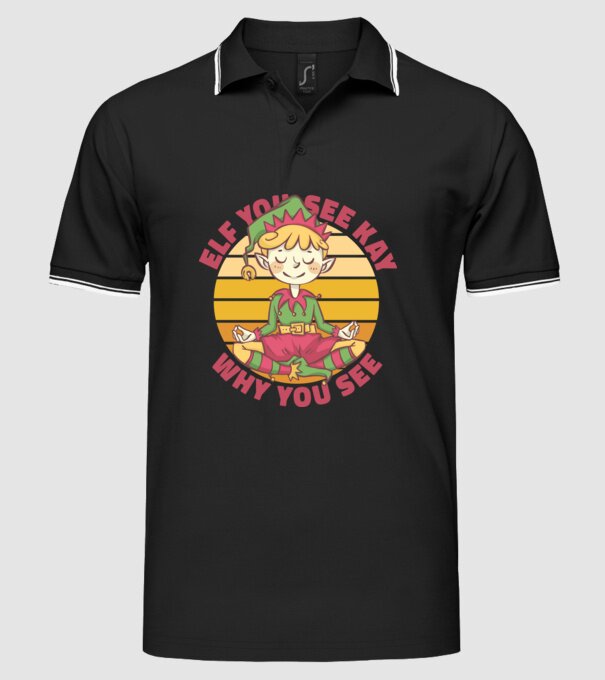 Yoga Elf Crăciun model negru pe tricou