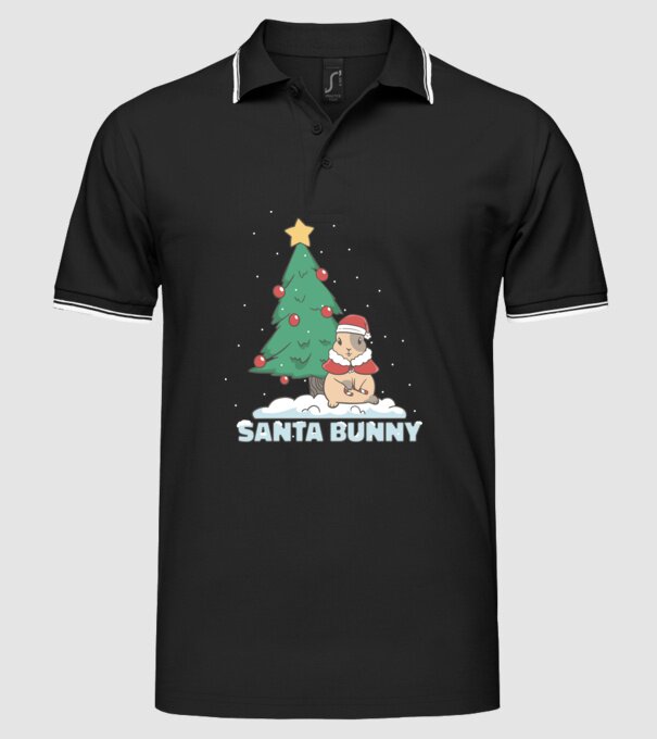 Iepuraș de Crăciun model negru pe tricou
