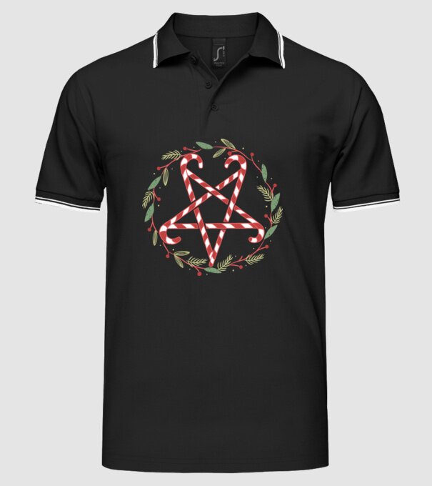 Pentagrama de Crăciun model negru pe tricou