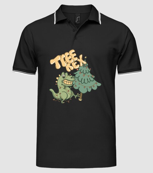 T-rex de Crăciun model negru pe tricou
