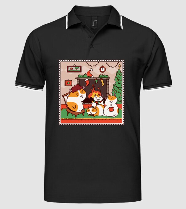 Porcușori de Guineea de Crăciun model negru pe tricou