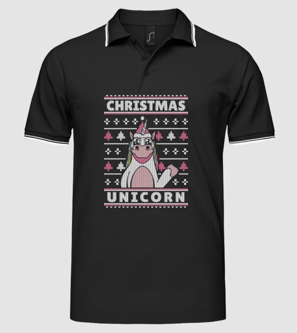 Unicorn de Crăciun pulover urât model negru pe tricou