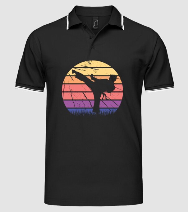 Karate Retro model negru pe tricou