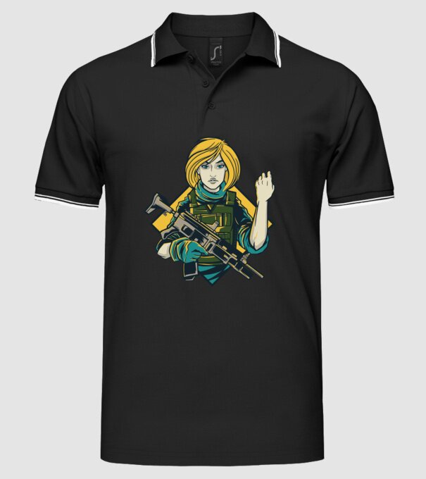 Fată Soldat model negru pe tricou
