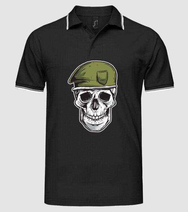 Craniu Soldat model negru pe tricou
