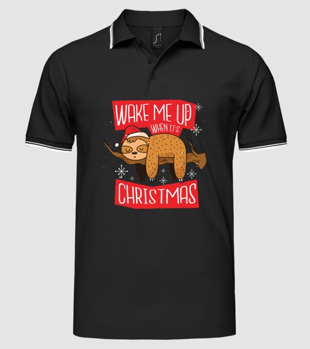 Treziți-mă când e Crăciunul model negru pe tricou
