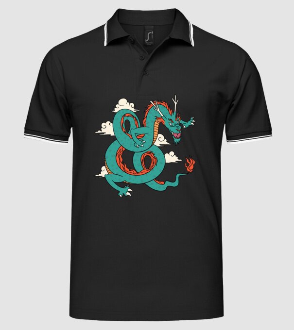 Dragon Chinez model negru pe tricou