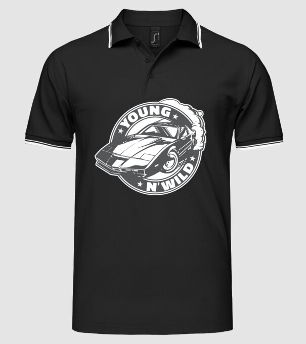 Knight Rider - Young and wild model negru pe tricou