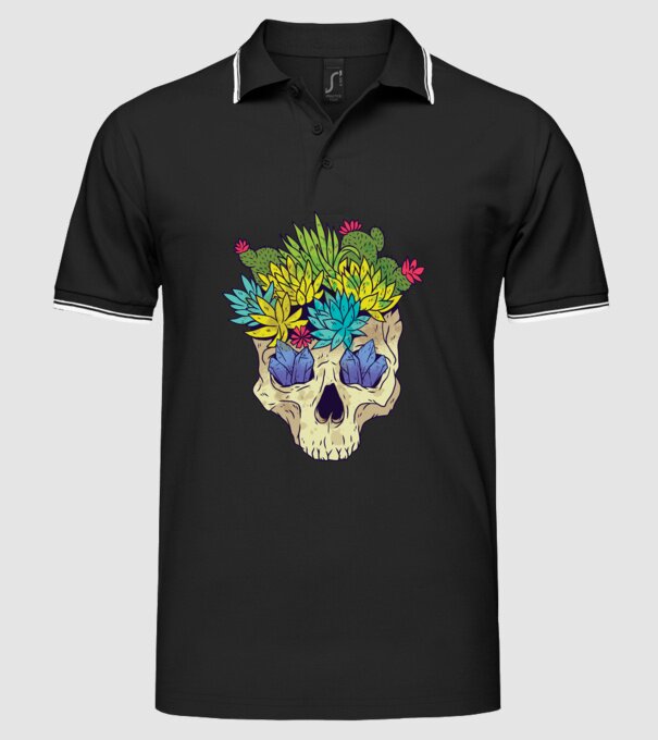 Craniu Cactuși model negru pe tricou