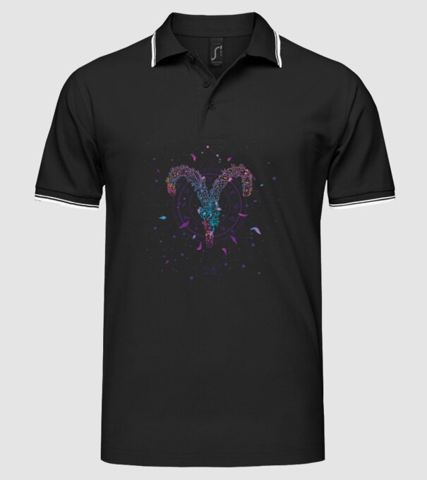 Aries Zodiac model negru pe tricou