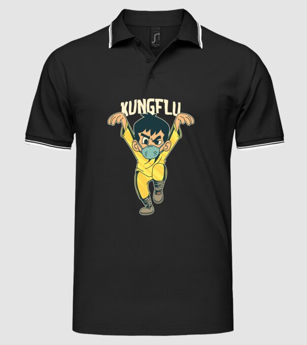 Kung Flu Coronavirus Karate model negru pe tricou