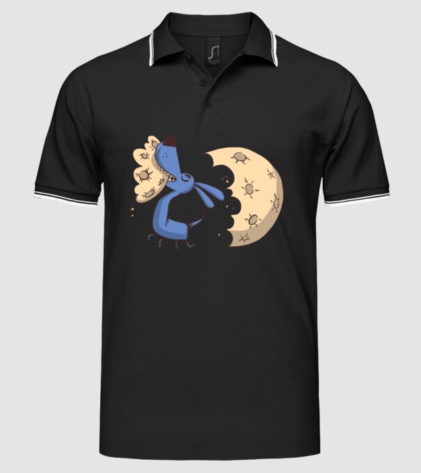 Câine Luna Mușcătură model negru pe tricou