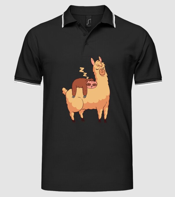Leneș dormind pe Lama tricou amuzant model negru pe tricou