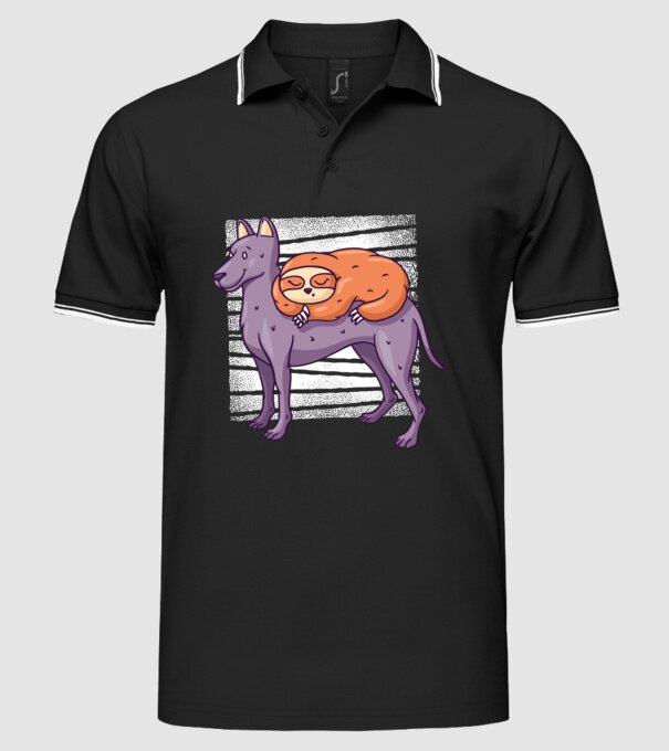Leneș pe câine model negru pe tricou