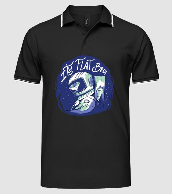 Astronaut Pământ plat model negru pe tricou