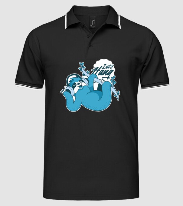 'Let''s Hang tricou cu leneș' model negru pe tricou