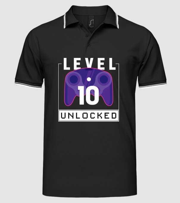 Level 10 Unlocked Gamer Birthday model negru pe tricou