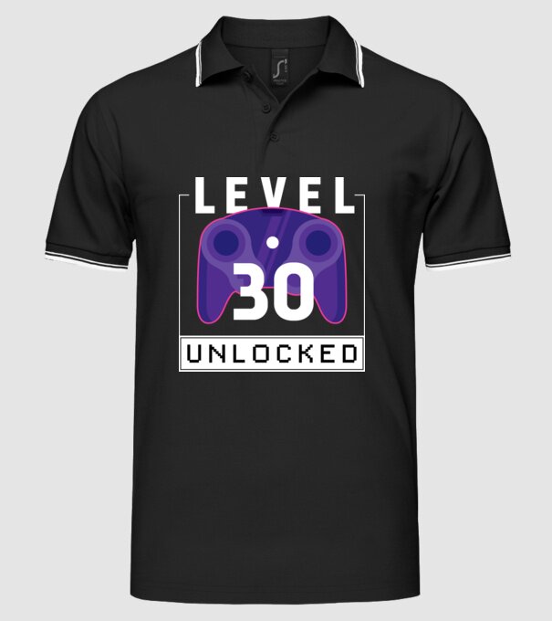 Level 30 Unlocked Gamer Birthday model negru pe tricou