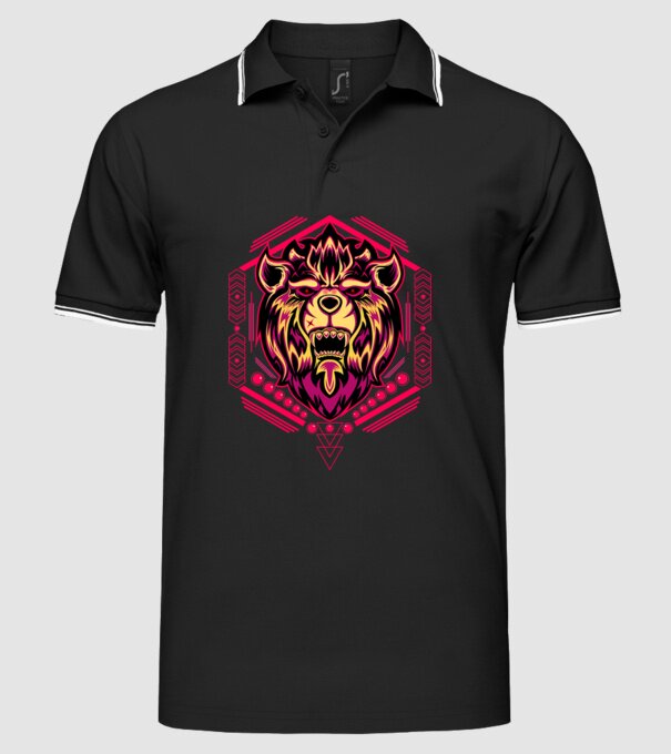 Lion geometry model negru pe tricou